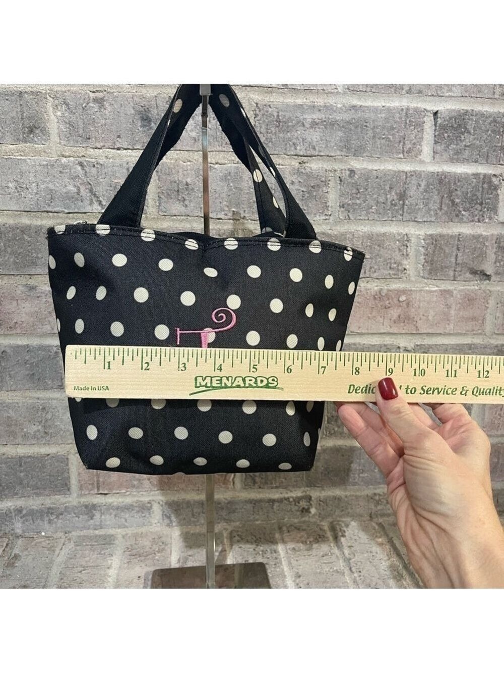 Polka Dot Tote Bag - Black and White - Picture 6 of 9